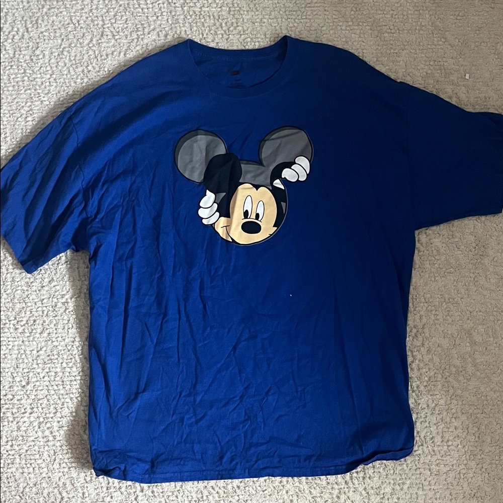 Disney Blue Mickey Mouse Pop Out Double Sided Short Sleeve Tee